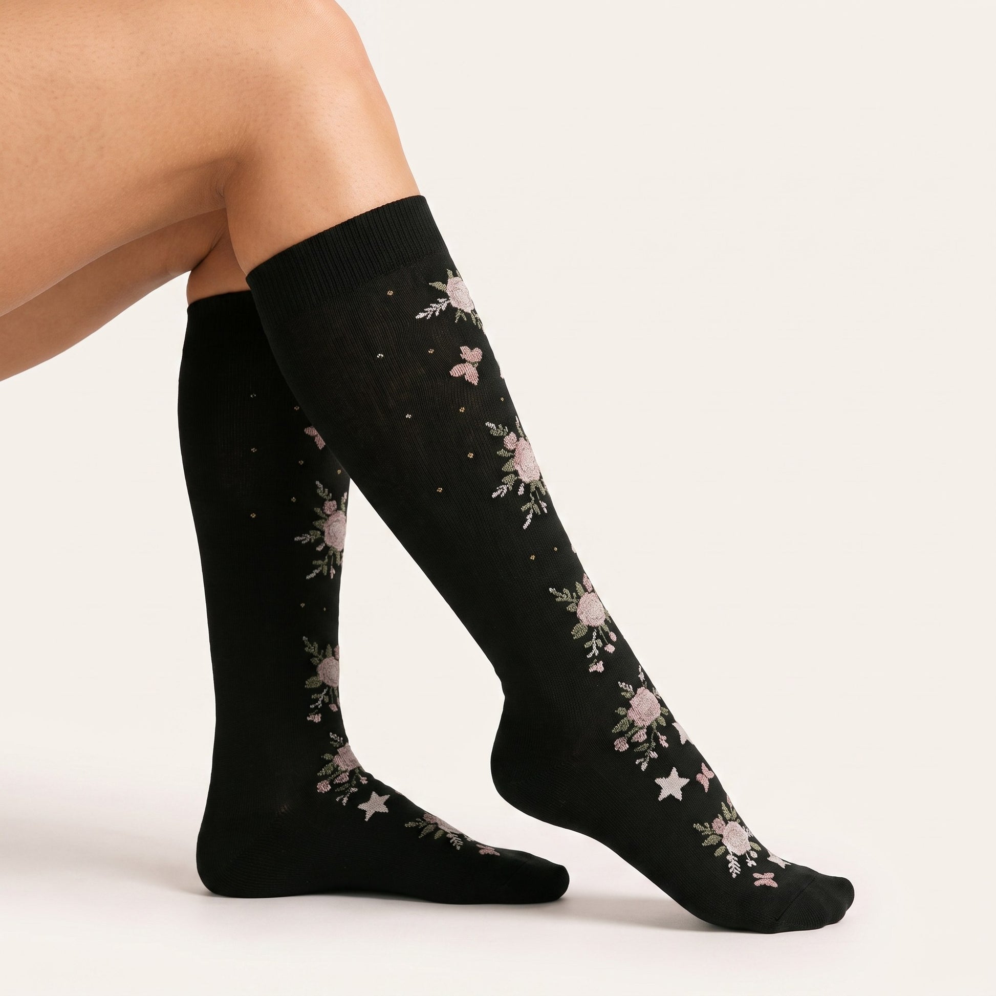 Solemate Floral Black — On-leg