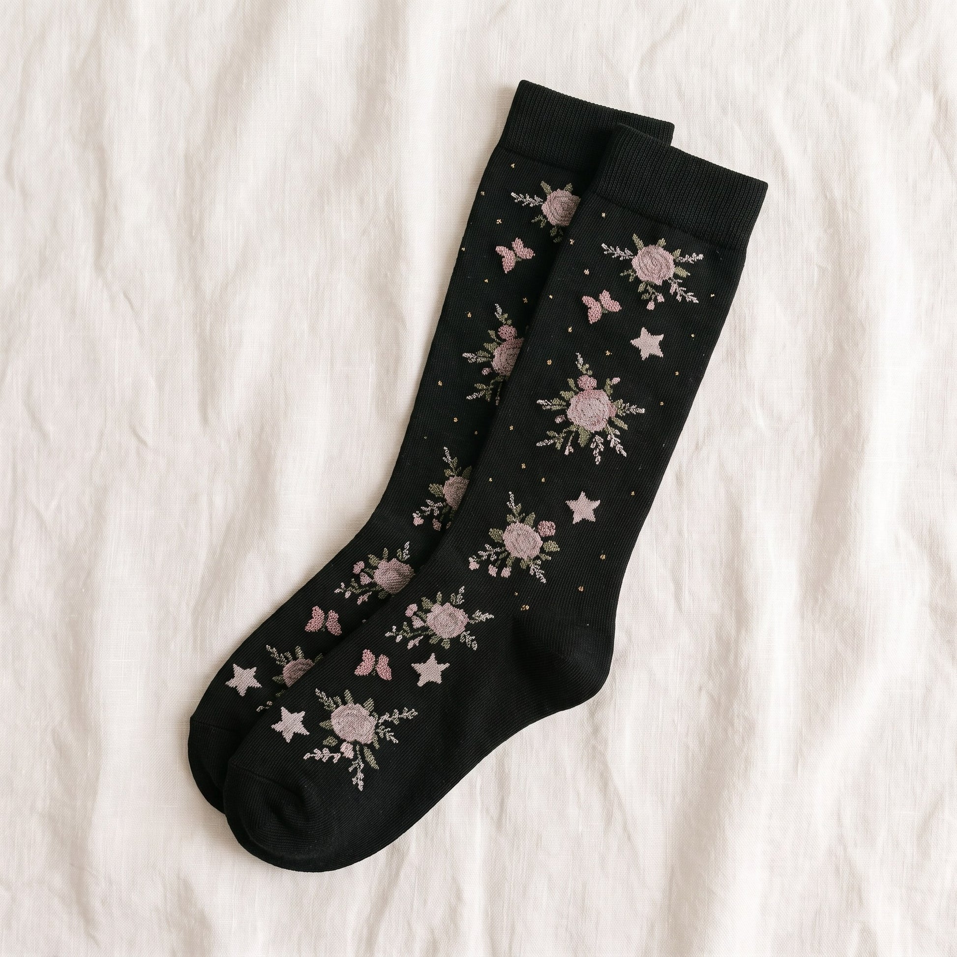 Solemate Floral Black — Flat lay